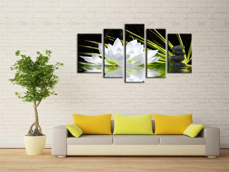 tableau-zen-moderne-design-fleur-de-lotus-et-galets