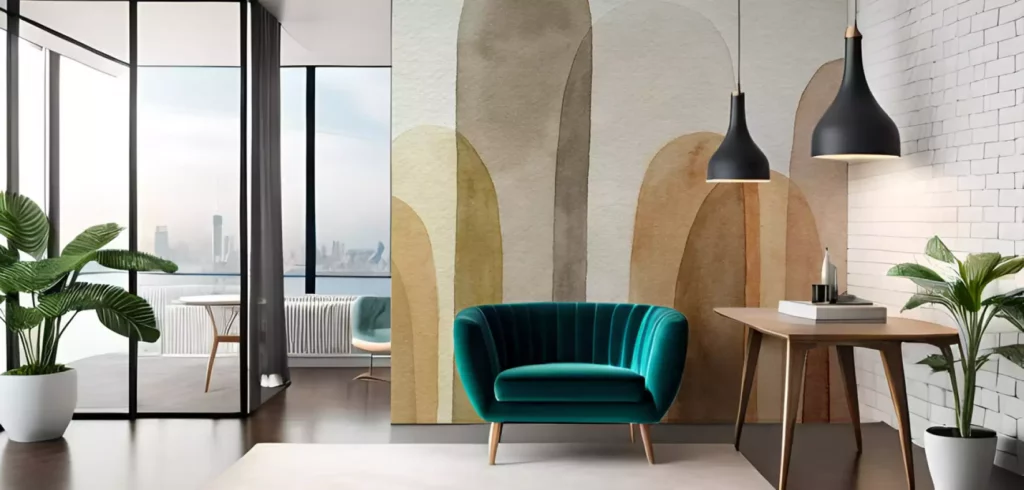 photo d'un appartement lumineux et deux lampes deco