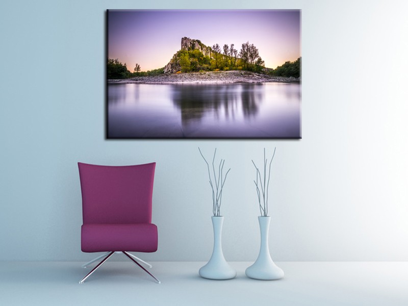 Tableau paysage fond violet