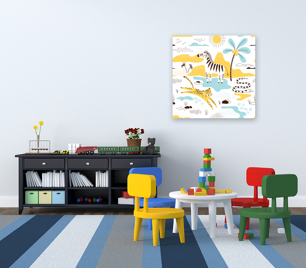 Tableau peinture enfant animaux de la savane