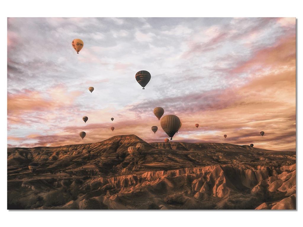 Tableau paysage  vol de montgolfière en Cappadoce 