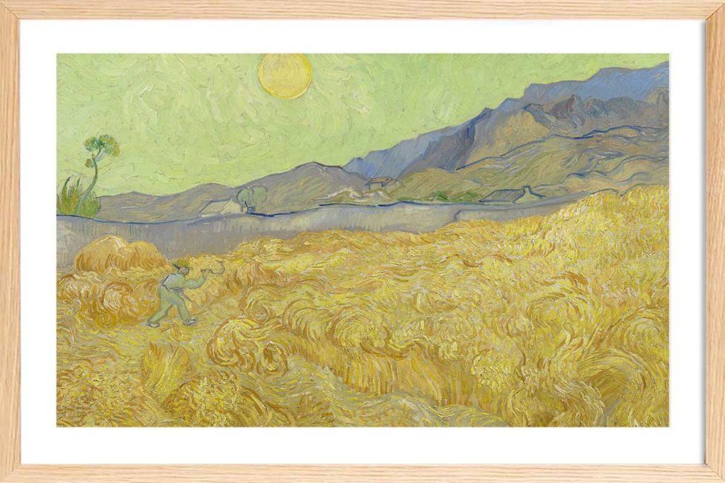 Le Faucheur dans un champ de blé , proposé en affiche encadrée