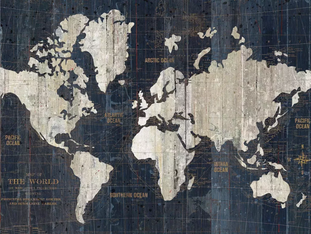 carte du monde vintage