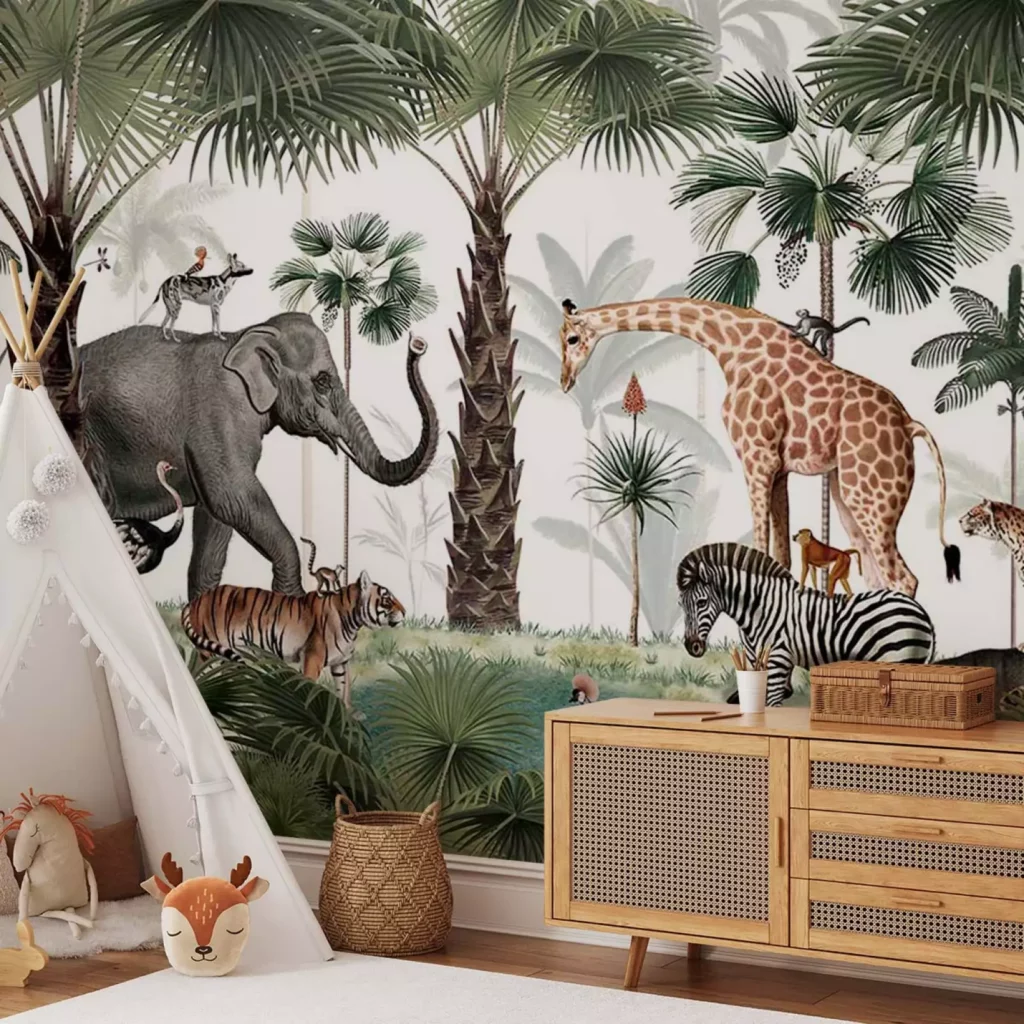 Papier enfant les animaux de la jungle pour une décoration enfant réussie