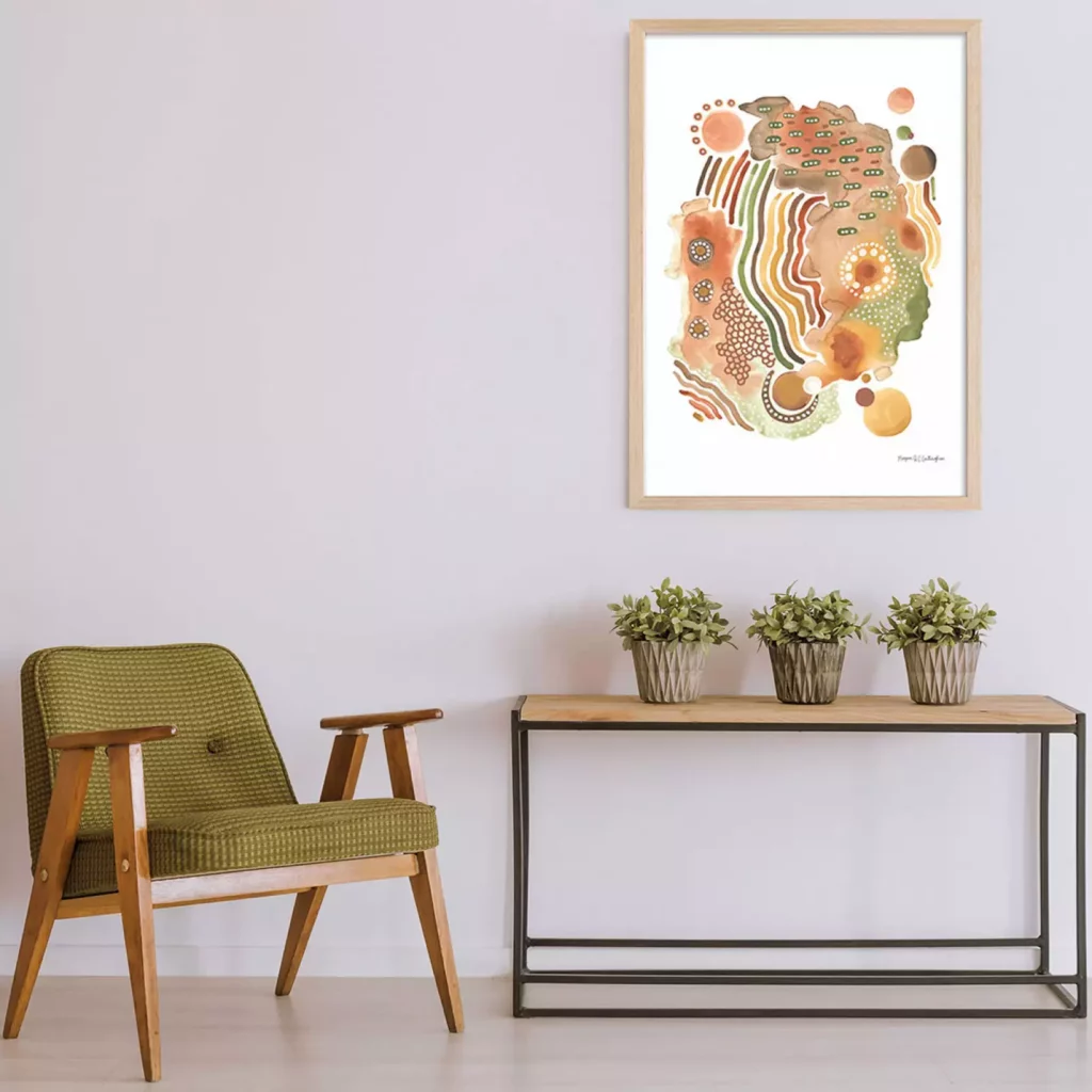 Tableau abstrait " meteorologie" pour une entrée dans les otns marrons et beige