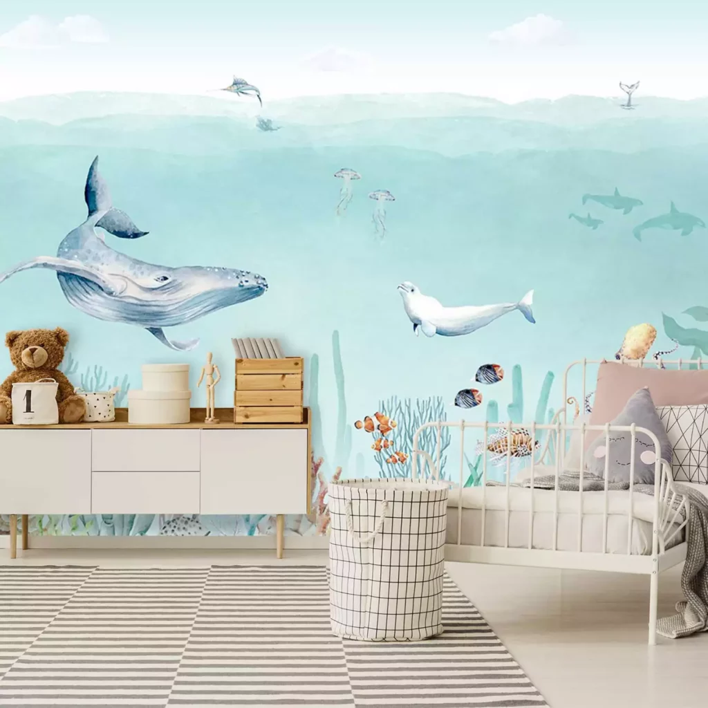 Tapisserie panoramique enfant Monde marin fantastique