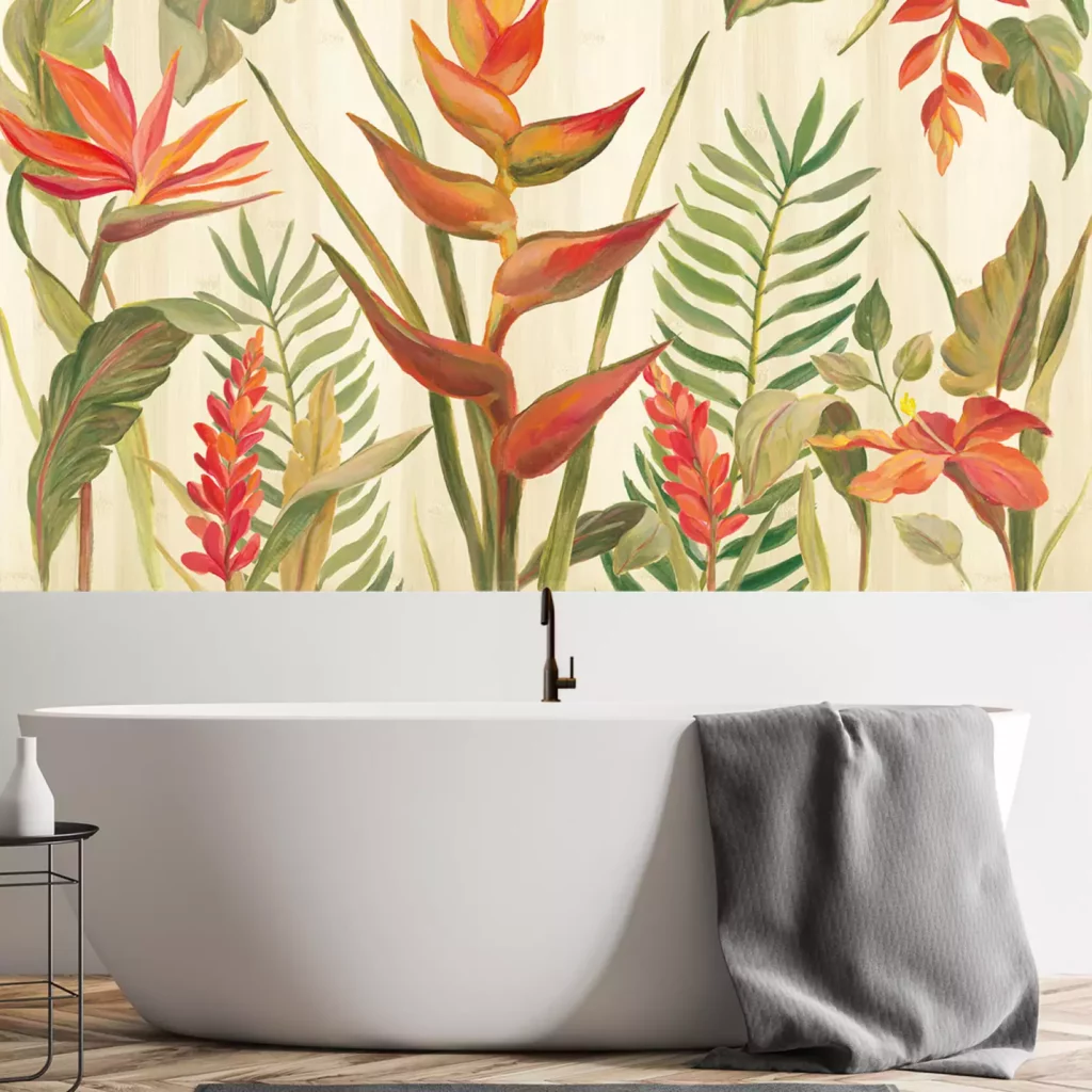 papier peint floral tropical fleurs de paradis