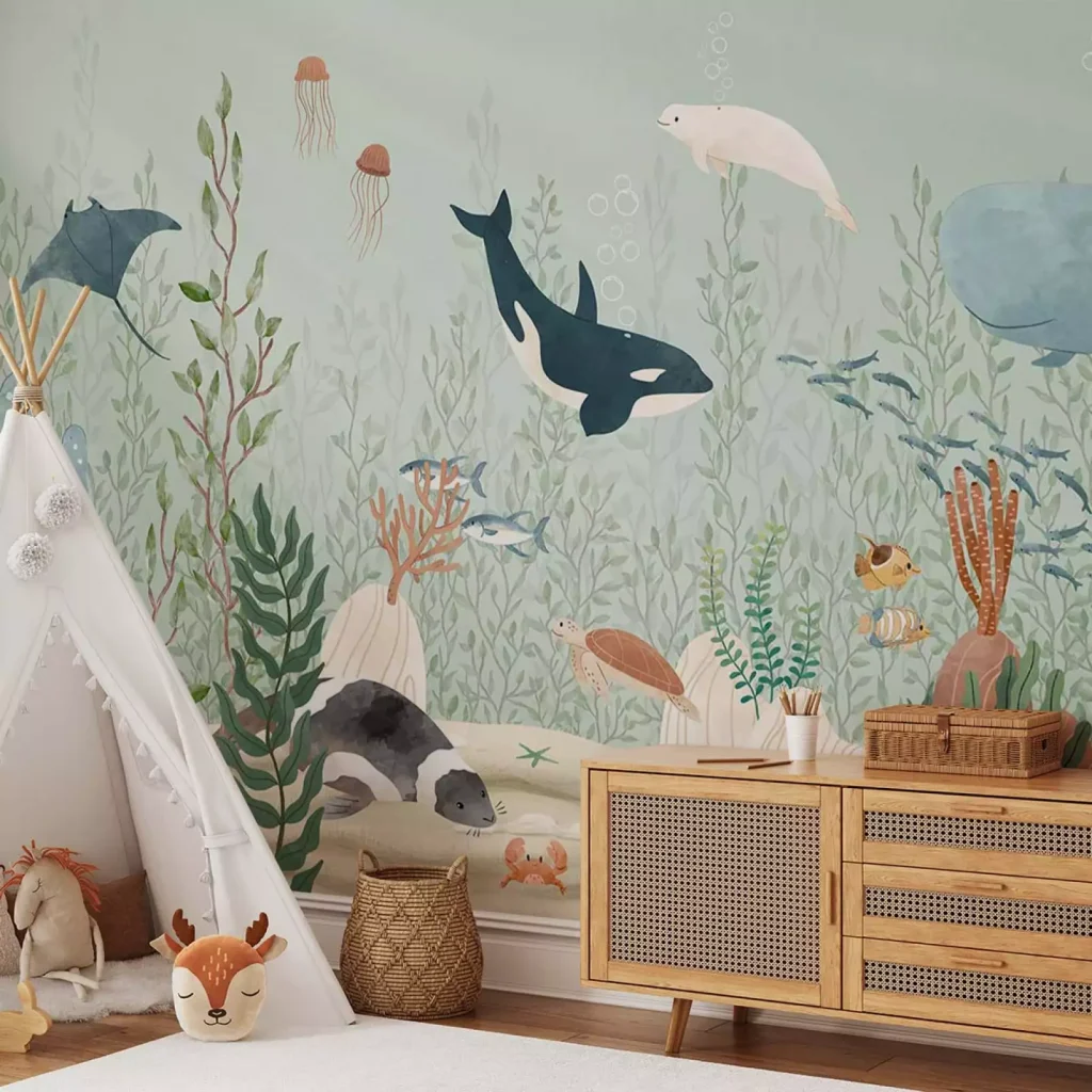 Papier peint sur mesure pour chambre bébé "Mon marin fantastique"
