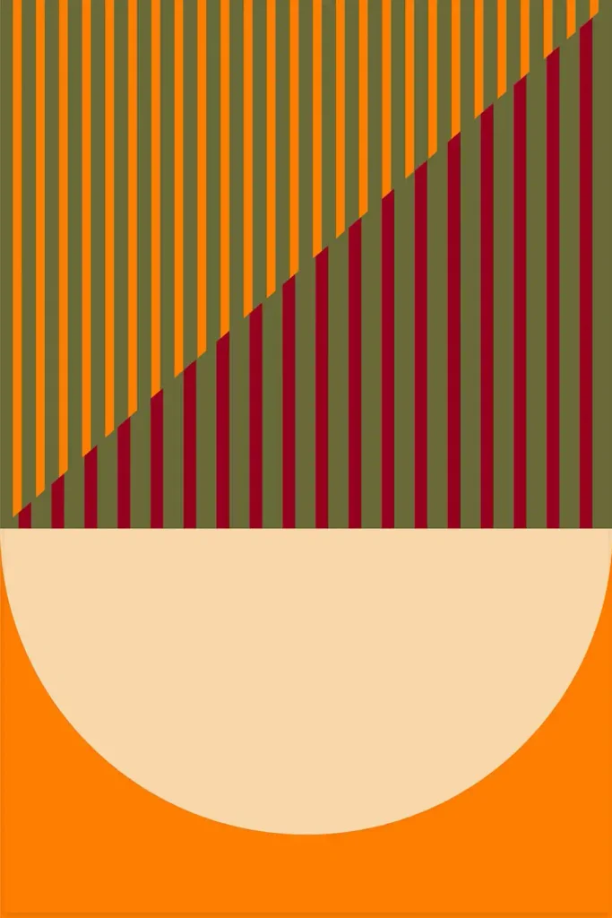 Tableau géométrique dans les tons oranges